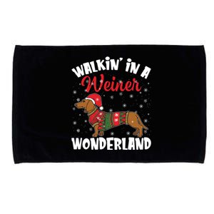 Walking In A Wiener Wonderland Funny Dachshund Christmas Cool Gift Microfiber Hand Towel