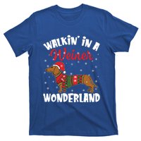 Walking In A Wiener Wonderland Funny Dachshund Christmas Cool Gift T-Shirt