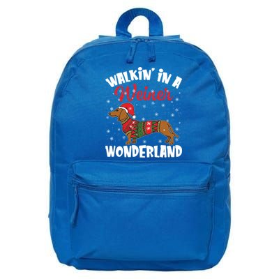 Walking In A Wiener Wonderland Funny Dachshund Christmas Cool Gift 16 in Basic Backpack