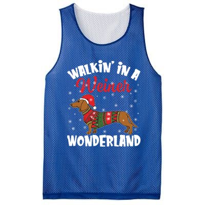 Walking In A Wiener Wonderland Funny Dachshund Christmas Cool Gift Mesh Reversible Basketball Jersey Tank