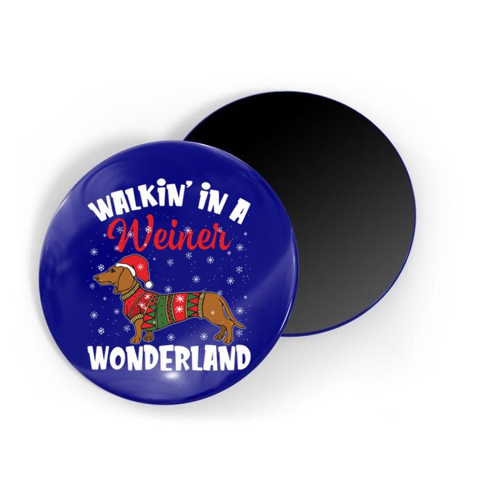 Walking In A Wiener Wonderland Funny Dachshund Christmas Cool Gift Magnet