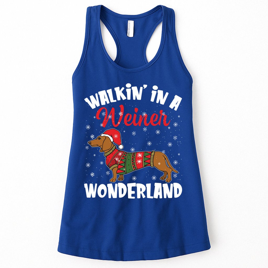 Walking In A Wiener Wonderland Funny Dachshund Christmas Cool Gift Womens Tank Top