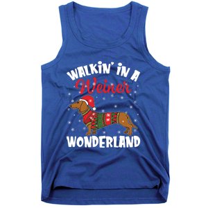 Walking In A Wiener Wonderland Funny Dachshund Christmas Cool Gift Tank Top