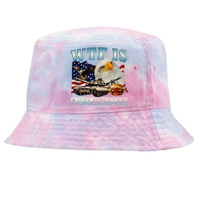 Wtf Is A Kilometer Eagle Badge American Signature Burger Tie-Dyed Bucket Hat