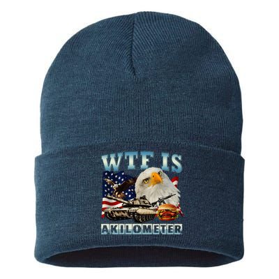 Wtf Is A Kilometer Eagle Badge American Signature Burger Sustainable Knit Beanie