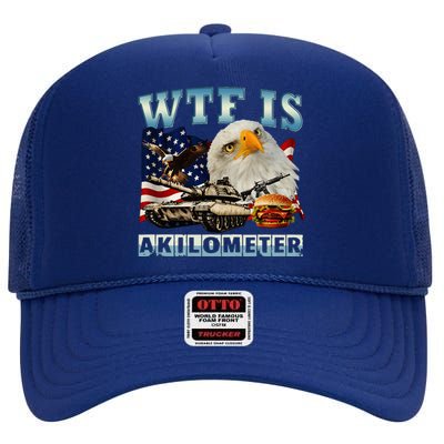 Wtf Is A Kilometer Eagle Badge American Signature Burger High Crown Mesh Back Trucker Hat