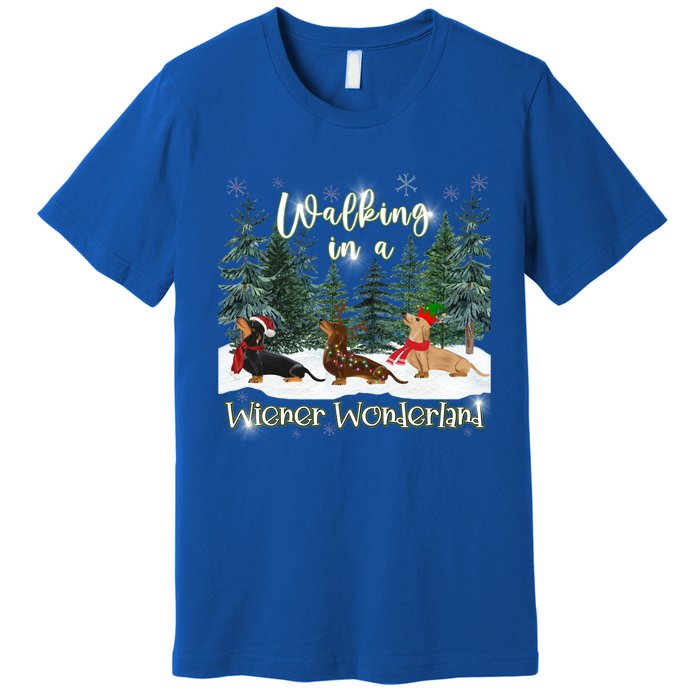 Walking In A Wiener Wonderland Dachshund Trio Gift Premium T-Shirt