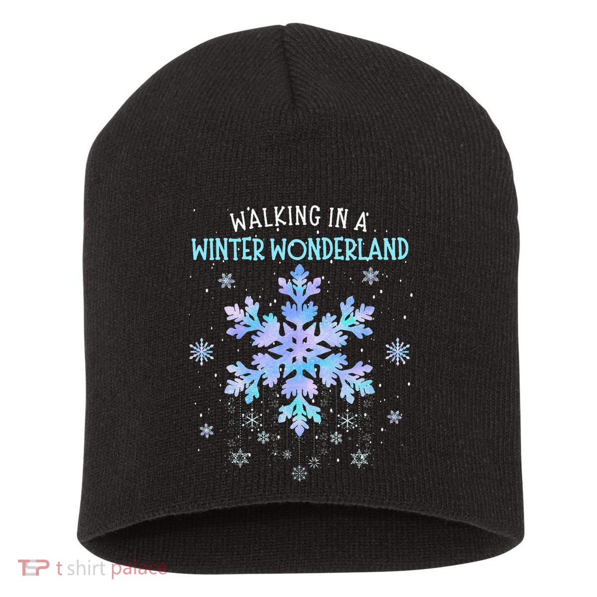 Walking In A Winter Wonderland Tie Dye Snowflake Christmas Short Acrylic Beanie