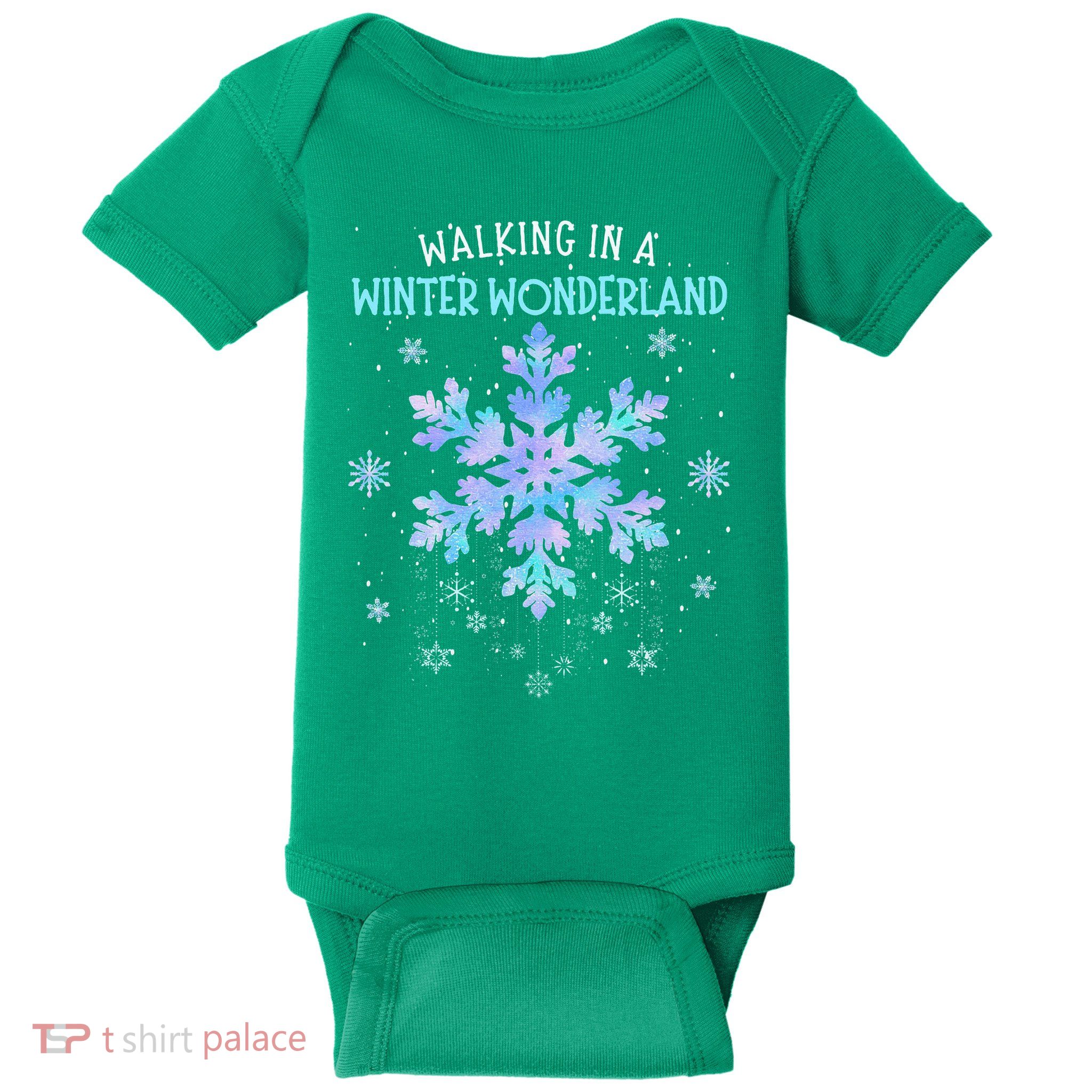 Walking In A Winter Wonderland Tie Dye Snowflake Christmas Baby Bodysuit