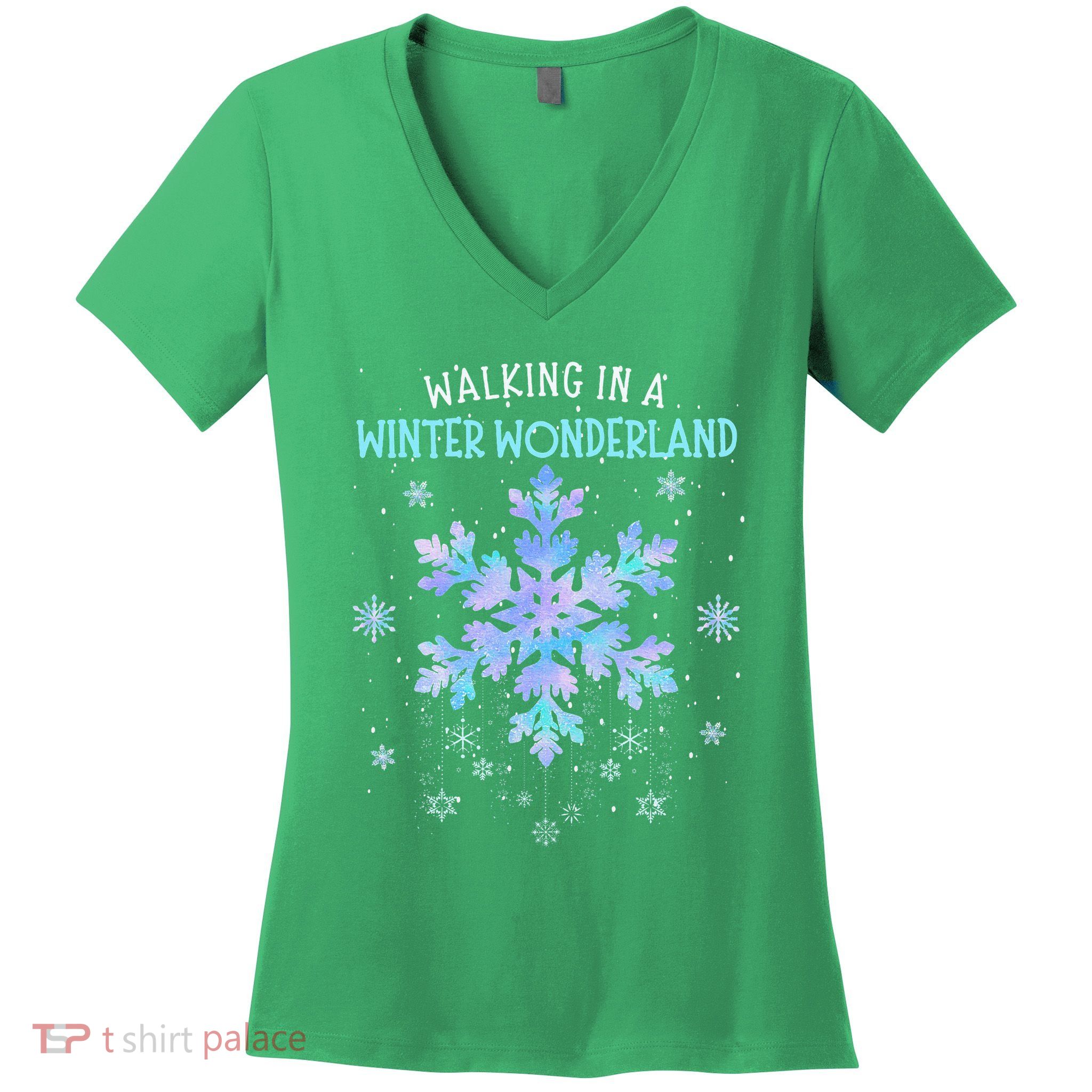 Walking In A Winter Wonderland Tie Dye Snowflake Christmas Women's V-Neck T-Shirt