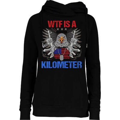 Wtf Is A Kilometer Eagle American Flag Usa 4th Of July Womens Funnel Neck Pullover Hood