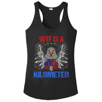 Wtf Is A Kilometer Eagle American Flag Usa 4th Of July Ladies PosiCharge Competitor Racerback Tank