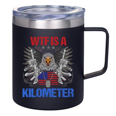 Wtf Is A Kilometer Eagle American Flag Usa 4th Of July 12oz Stainless Steel Coffee Mug