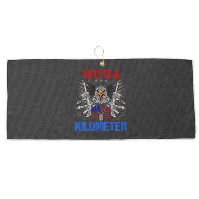 Wtf Is A Kilometer Eagle American Flag Usa 4th Of July Large Microfiber Waffle Golf Towel