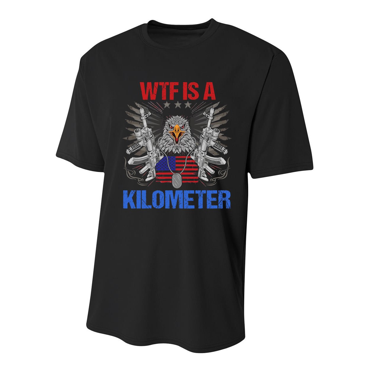 Wtf Is A Kilometer Eagle American Flag Usa 4th Of July Youth Performance Sprint T-Shirt