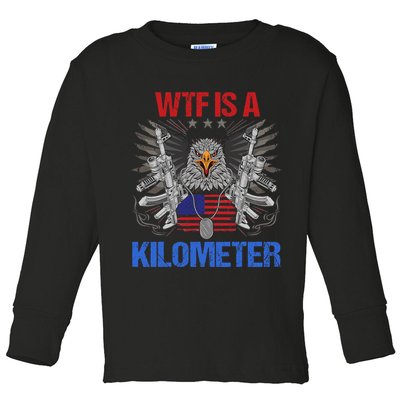 Wtf Is A Kilometer Eagle American Flag Usa 4th Of July Toddler Long Sleeve Shirt