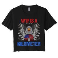 Wtf Is A Kilometer Eagle American Flag Usa 4th Of July Women's Crop Top Tee