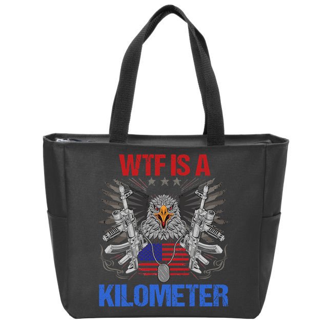 Wtf Is A Kilometer Eagle American Flag Usa 4th Of July Zip Tote Bag