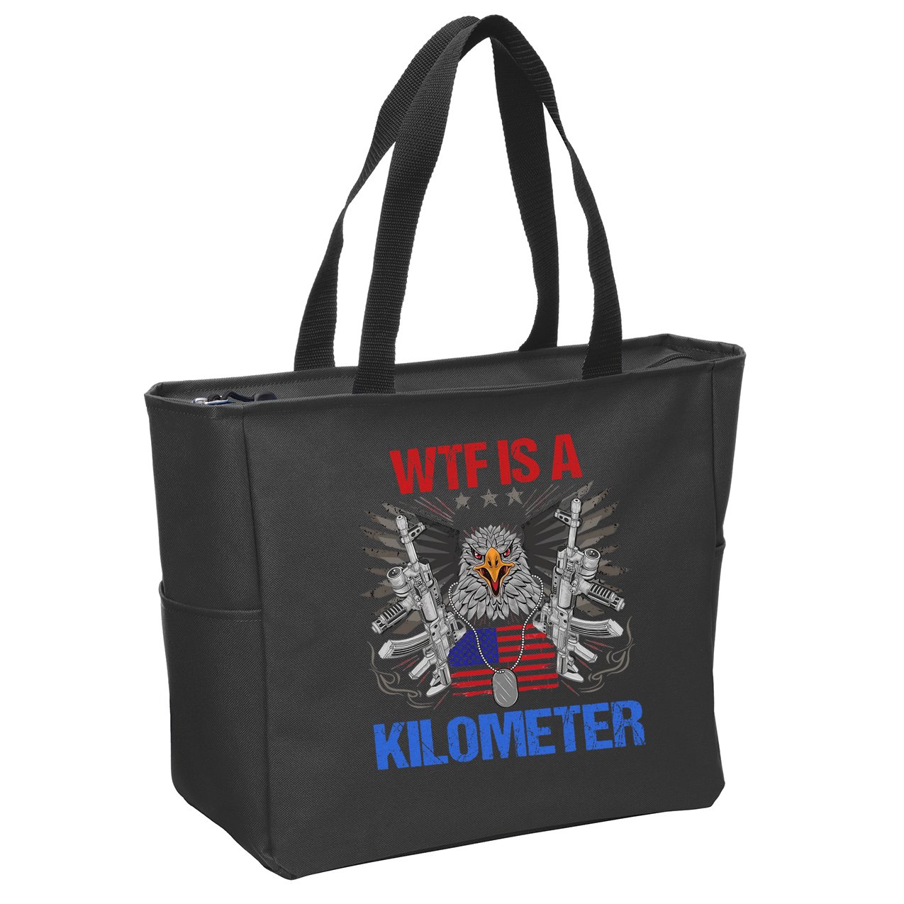 Wtf Is A Kilometer Eagle American Flag Usa 4th Of July Zip Tote Bag