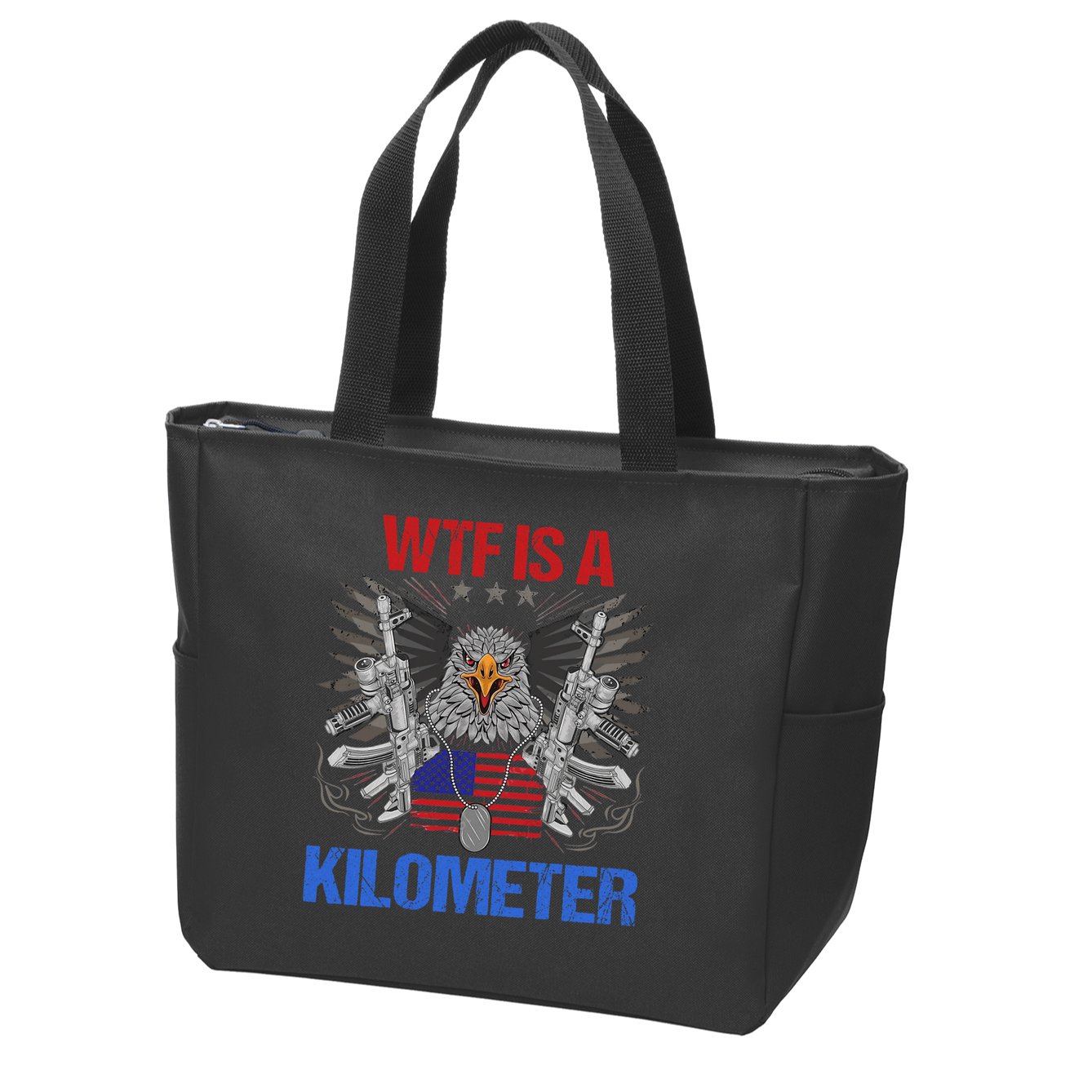 Wtf Is A Kilometer Eagle American Flag Usa 4th Of July Zip Tote Bag