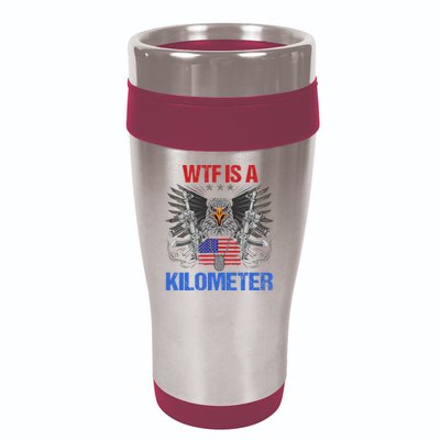 Wtf Is A Kilometer Eagle American Flag Usa 4th Of July 16oz Travel Tumbler