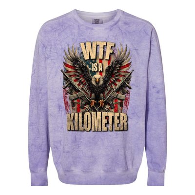 Wtf Is A Kilometer Eagle Badge American Signature Burger Colorblast Crewneck Sweatshirt