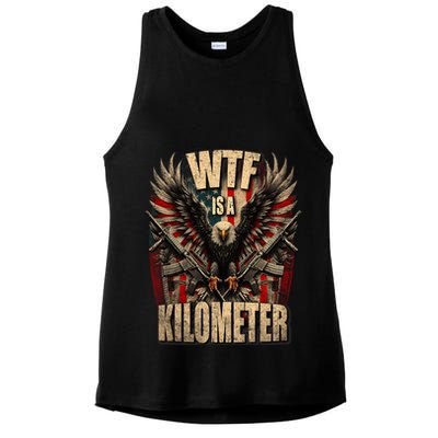 Wtf Is A Kilometer Eagle Badge American Signature Burger Ladies PosiCharge Tri-Blend Wicking Tank
