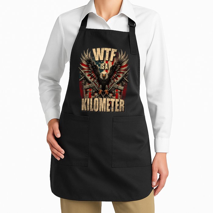 Wtf Is A Kilometer Eagle Badge American Signature Burger Full-Length Apron With Pockets