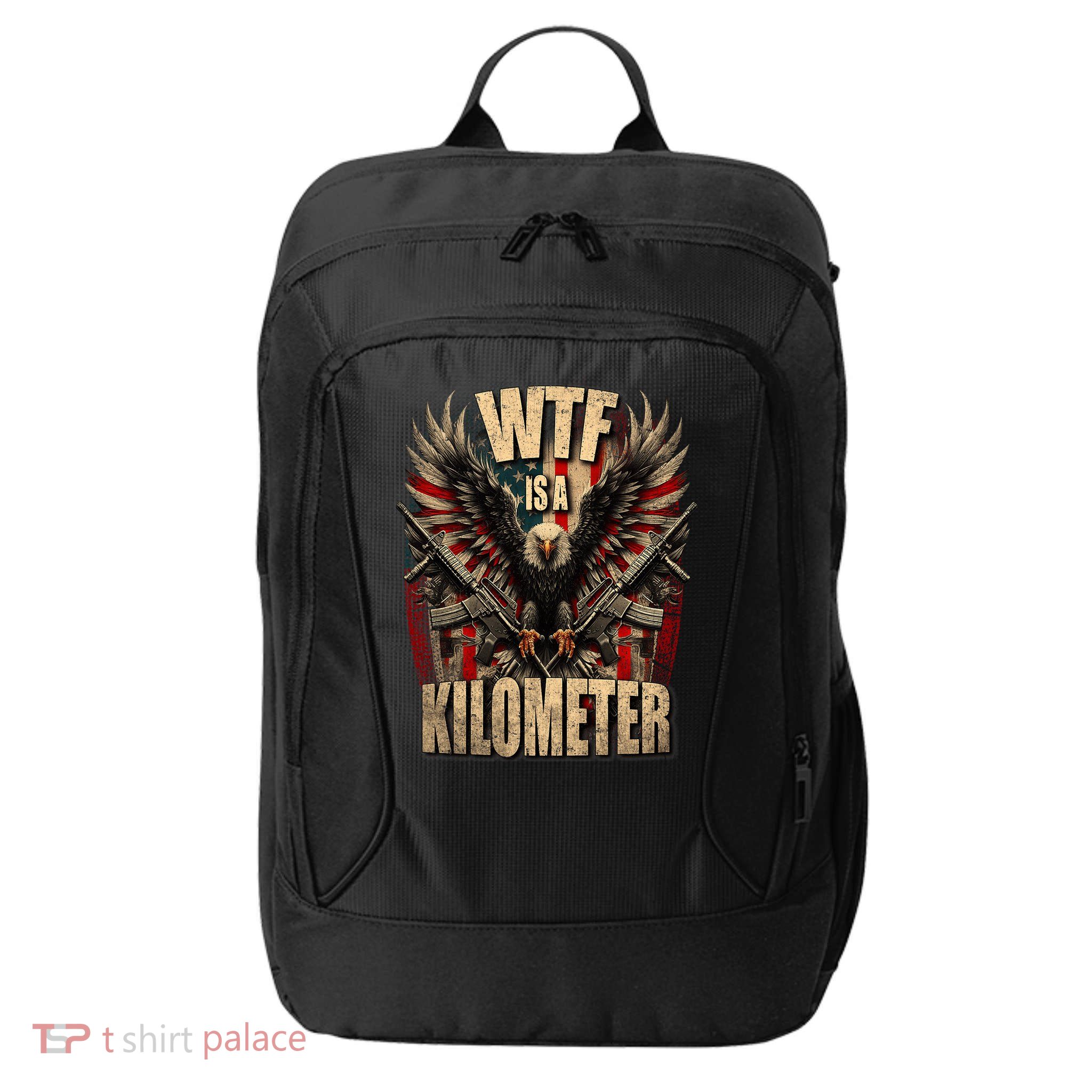 Wtf Is A Kilometer Eagle Badge American Signature Burger City Backpack