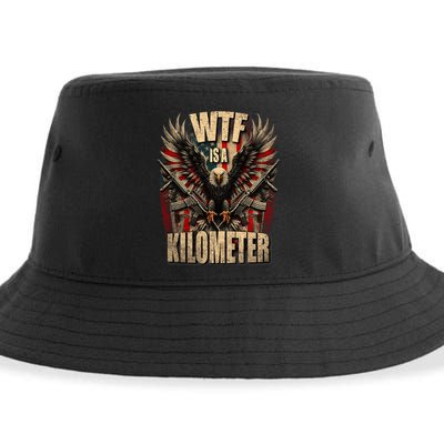 Wtf Is A Kilometer Eagle Badge American Signature Burger Sustainable Bucket Hat