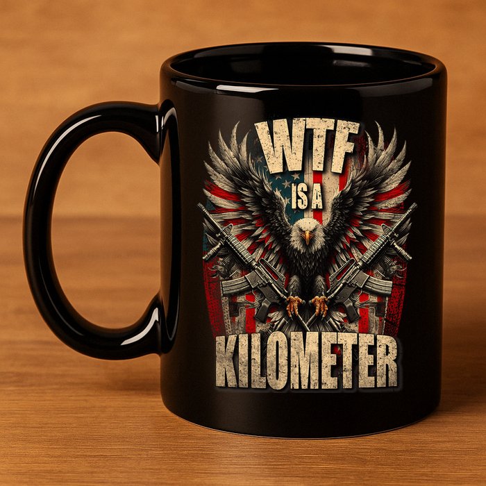 Wtf Is A Kilometer Eagle Badge American Signature Burger 11oz C Handle Ceramic Mug