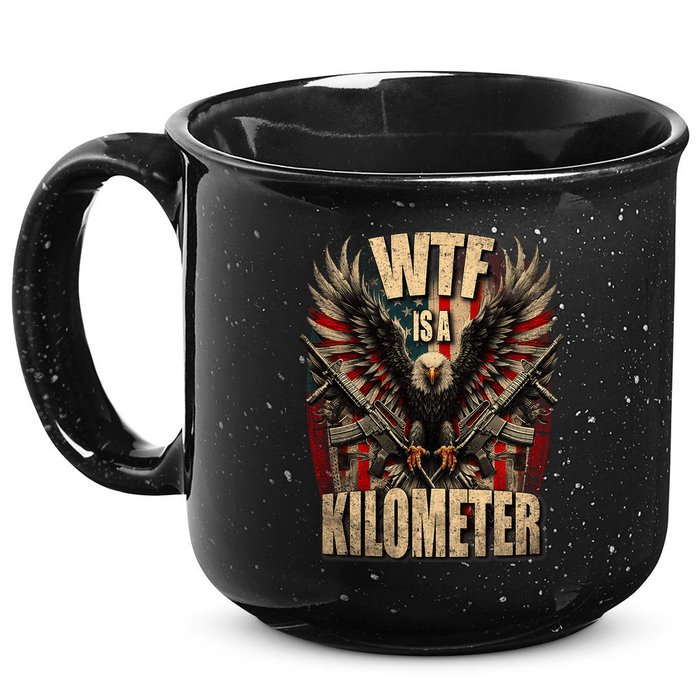 Wtf Is A Kilometer Eagle Badge American Signature Burger 15oz Campfire Ceramic Mug
