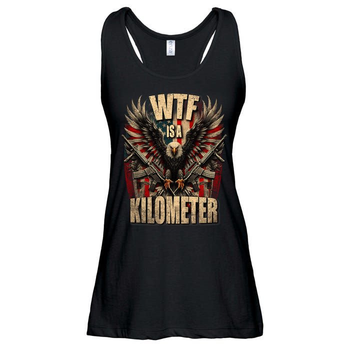 Wtf Is A Kilometer Eagle Badge American Signature Burger Ladies Essential Flowy Tank