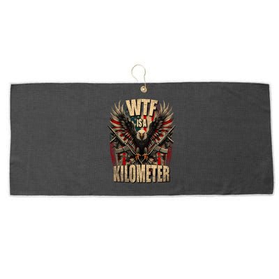 Wtf Is A Kilometer Eagle Badge American Signature Burger Large Microfiber Waffle Golf Towel