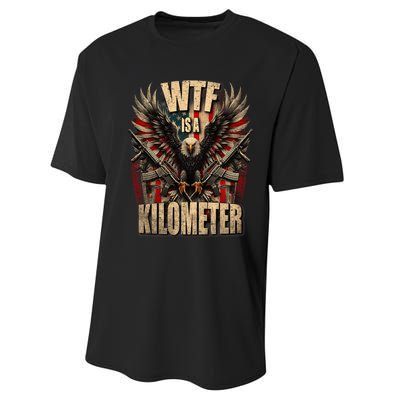 Wtf Is A Kilometer Eagle Badge American Signature Burger Performance Sprint T-Shirt