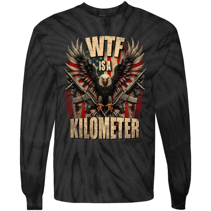 Wtf Is A Kilometer Eagle Badge American Signature Burger Tie-Dye Long Sleeve Shirt