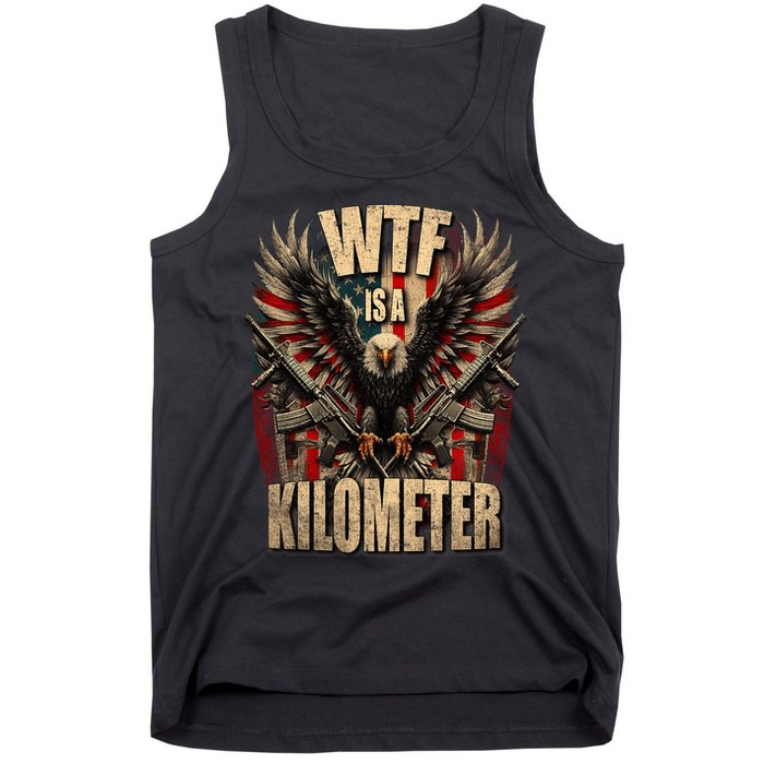 Wtf Is A Kilometer Eagle Badge American Signature Burger Tank Top