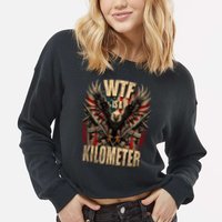 Wtf Is A Kilometer Eagle Badge American Signature Burger Cropped Pullover Crew