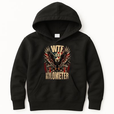 Wtf Is A Kilometer Eagle Badge American Signature Burger Kids Hoodie