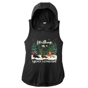 Walking In A Wiener Wonderland Dachshund Trio Gift Ladies PosiCharge Tri-Blend Wicking Draft Hoodie Tank