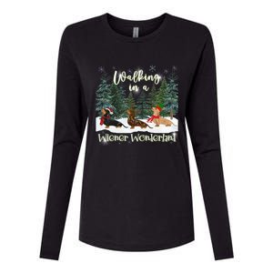 Walking In A Wiener Wonderland Dachshund Trio Gift Womens Cotton Relaxed Long Sleeve T-Shirt