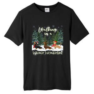 Walking In A Wiener Wonderland Dachshund Trio Gift Tall Fusion ChromaSoft Performance T-Shirt