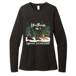 Walking In A Wiener Wonderland Dachshund Trio Gift Womens CVC Long Sleeve Shirt