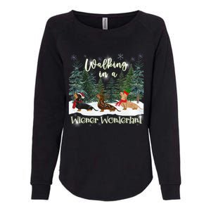 Walking In A Wiener Wonderland Dachshund Trio Gift Womens California Wash Sweatshirt