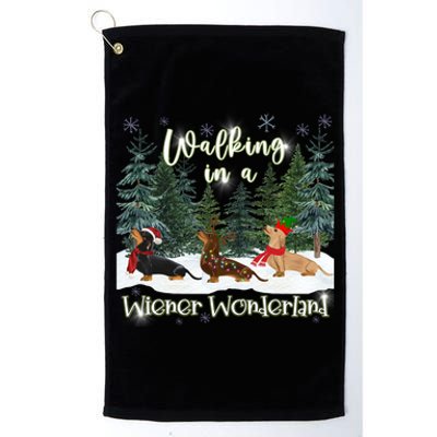 Walking In A Wiener Wonderland Dachshund Trio Gift Platinum Collection Golf Towel