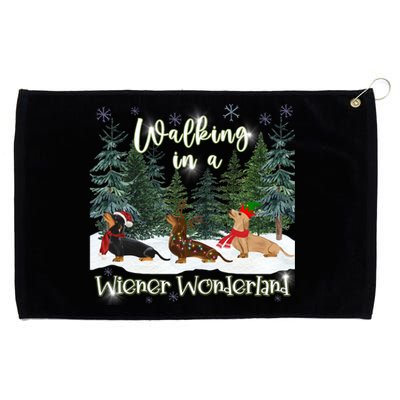 Walking In A Wiener Wonderland Dachshund Trio Gift Grommeted Golf Towel