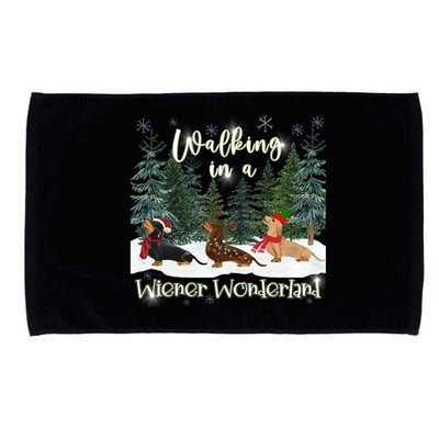 Walking In A Wiener Wonderland Dachshund Trio Gift Microfiber Hand Towel