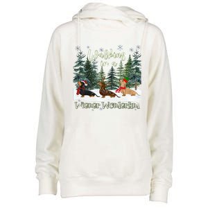 Walking In A Wiener Wonderland Dachshund Trio Gift Womens Funnel Neck Pullover Hood