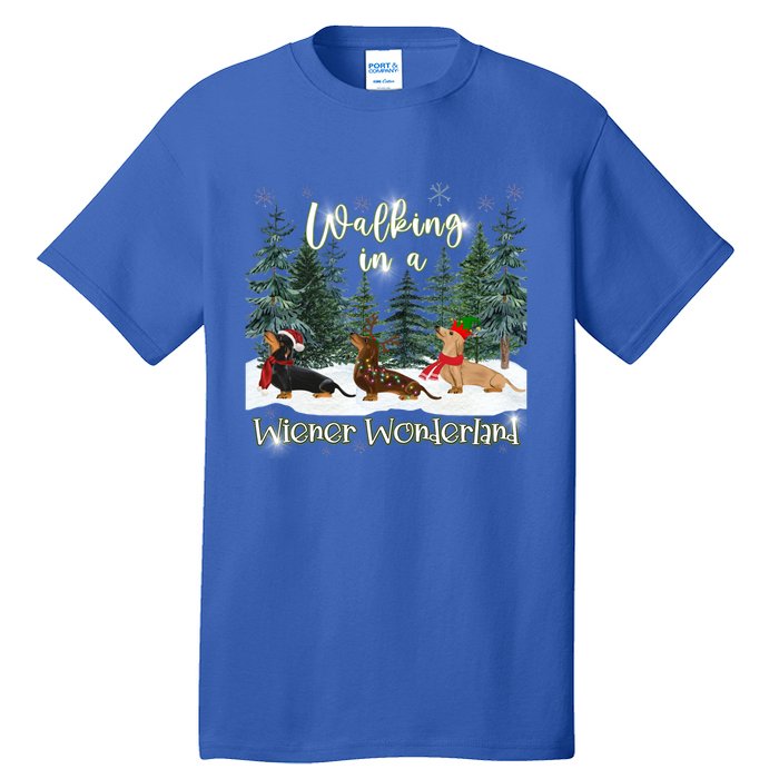 Walking In A Wiener Wonderland Dachshund Trio Gift Tall T-Shirt