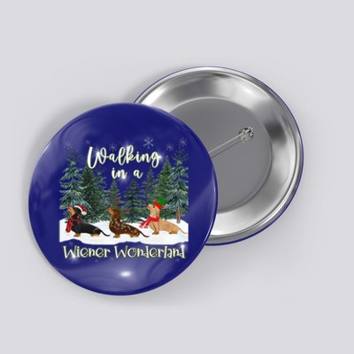 Walking In A Wiener Wonderland Dachshund Trio Gift Button